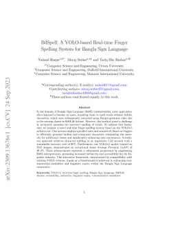 BdSpell: A YOLO-based Real-time Finger Spelling System for Bangla Sign
  Language