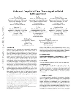 Federated Deep Multi-View Clustering with Global Self-Supervision