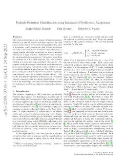 Multiple Relations Classification using Imbalanced Predictions
  Adaptation