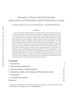 Geometry of Linear Neural Networks: Equivariance and Invariance under Permutation Groups