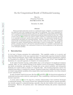 On the Computational Benefit of Multimodal Learning