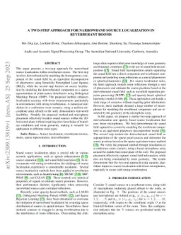 A Two-Step Approach for Narrowband Source Localization in Reverberant
  Rooms