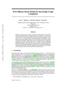 Prior Bilinear Based Models for Knowledge Graph Completion