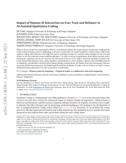 Impact of Human-AI Interaction on User Trust and Reliance in AI-Assisted
  Qualitative Coding