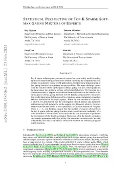 Statistical Perspective of Top-K Sparse Softmax Gating Mixture of
  Experts