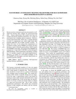 Fast-HuBERT: An Efficient Training Framework for Self-Supervised Speech
  Representation Learning
