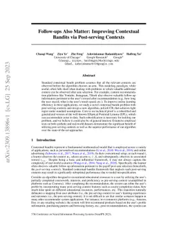 Follow-ups Also Matter: Improving Contextual Bandits via Post-serving
  Contexts