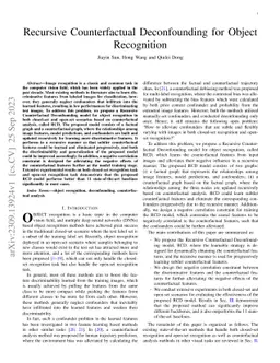Recursive Counterfactual Deconfounding for Object Recognition