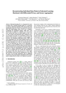 Reconstructing Individual Data Points in Federated Learning Hardened
  with Differential Privacy and Secure Aggregation