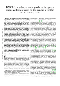 BASPRO: a balanced script producer for speech corpus collection based on
  the genetic algorithm