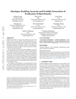 Mystique: Enabling Accurate and Scalable Generation of Production AI
  Benchmarks