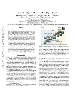 Adversarial Alignment for Source Free Object Detection