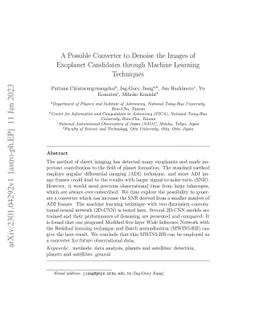 A Possible Converter to Denoise the Images of Exoplanet Candidates
  through Machine Learning Techniques