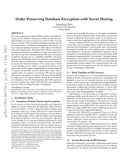 Order-Preserving Database Encryption with Secret Sharing