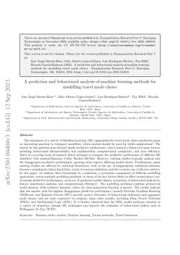 A prediction and behavioural analysis of machine learning methods for
  modelling travel mode choice