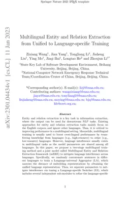 Multilingual Entity and Relation Extraction from Unified to
  Language-specific Training