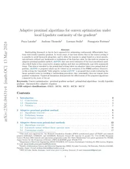 Adaptive proximal algorithms for convex optimization under local
  Lipschitz continuity of the gradient