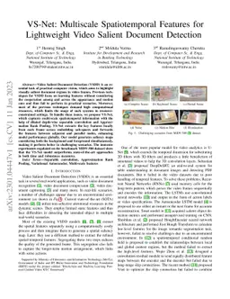 VS-Net: Multiscale Spatiotemporal Features for Lightweight Video Salient
  Document Detection