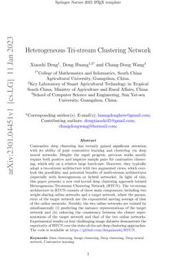 Heterogeneous Tri-stream Clustering Network