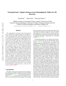 FrustumFormer: Adaptive Instance-aware Resampling for Multi-view 3D
  Detection