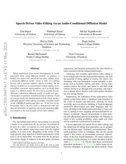 Speech Driven Video Editing via an Audio-Conditioned Diffusion Model