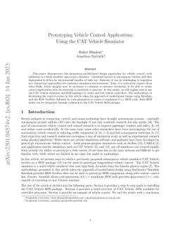 Prototyping Vehicle Control Applications Using the CAT Vehicle Simulator