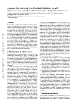 Analyzing And Improving Neural Speaker Embeddings for ASR