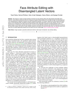 Image-to-Image Translation with Disentangled Latent Vectors for Face Editing