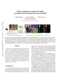 EXIF as Language: Learning Cross-Modal Associations Between Images and
  Camera Metadata