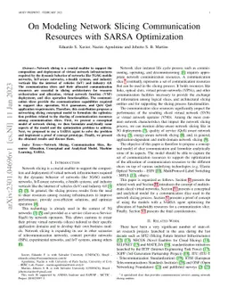 On Modeling Network Slicing Communication Resources with SARSA
  Optimization