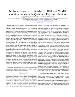 Millimetre-waves to Terahertz SISO and MIMO Continuous Variable Quantum
  Key Distribution