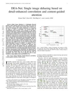 DEA-Net: Single image dehazing based on detail-enhanced convolution and
  content-guided attention