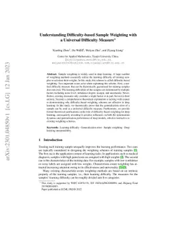 Understanding Difficulty-based Sample Weighting with a Universal
  Difficulty Measure
