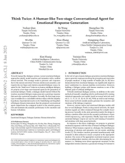 Think Twice: A Human-like Two-stage Conversational Agent for Emotional
  Response Generation