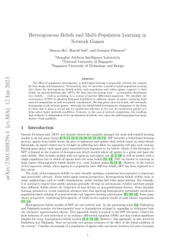 Heterogeneous Beliefs and Multi-Population Learning in Network Games