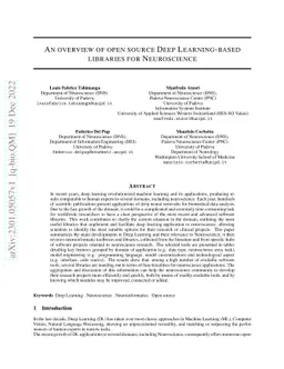 An overview of open source Deep Learning-based libraries for
  Neuroscience