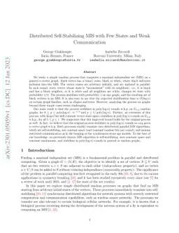 Distributed Self-Stabilizing MIS with Few States and Weak Communication
