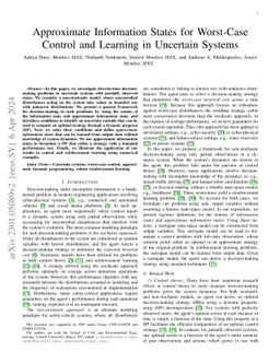 Approximate Information States for Worst-Case Control and Learning in
  Uncertain Systems