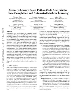 Serenity: Library Based Python Code Analysis for Code Completion and
  Automated Machine Learning