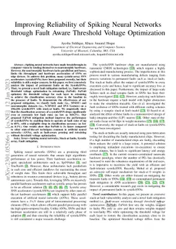 Improving Reliability of Spiking Neural Networks through Fault Aware
  Threshold Voltage Optimization