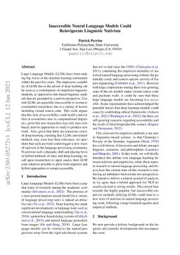 Inaccessible Neural Language Models Could Reinvigorate Linguistic
  Nativism