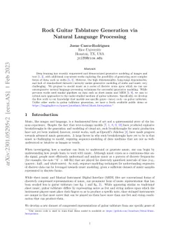 Rock Guitar Tablature Generation via Natural Language Processing