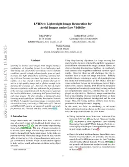 LVRNet: Lightweight Image Restoration for Aerial Images under Low
  Visibility