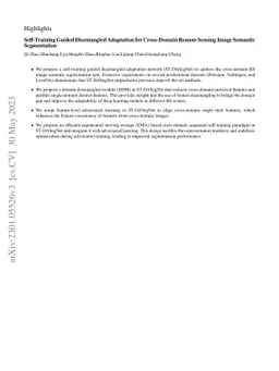 Self-Training Guided Disentangled Adaptation for Cross-Domain Remote
  Sensing Image Semantic Segmentation