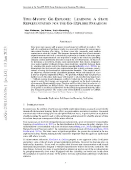 Time-Myopic Go-Explore: Learning A State Representation for the
  Go-Explore Paradigm