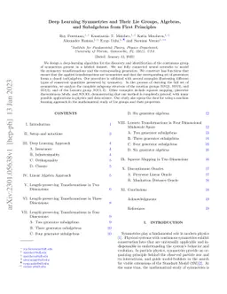 Deep Learning Symmetries and Their Lie Groups, Algebras, and Subalgebras
  from First Principles