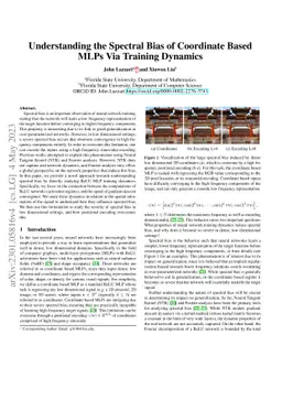 Understanding the Spectral Bias of Coordinate Based MLPs Via Training
  Dynamics