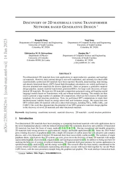 Discovery of 2D materials using Transformer Network based Generative
  Design