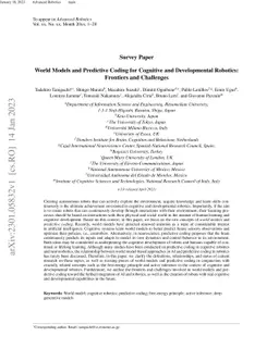 World Models and Predictive Coding for Cognitive and Developmental
  Robotics: Frontiers and Challenges