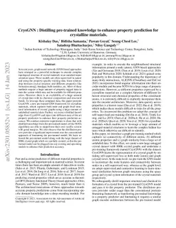 CrysGNN : Distilling pre-trained knowledge to enhance property
  prediction for crystalline materials
